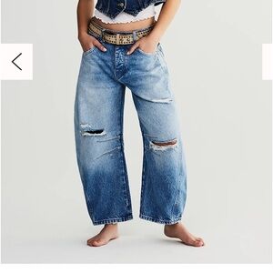NWOT Free People We The Free Good Luck mid rise barrel jeans